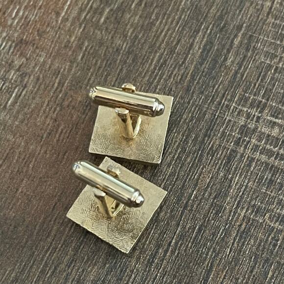 Royale Vintage Y2K Cufflink Golden Tone Green Faux Stone - Picture 5 of 6
